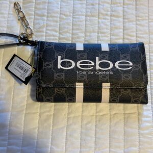 Bebe Monogram Black and White Clutch